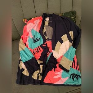 Nic & Zoe floral Open Front Cardigan Sweater Size: Medium